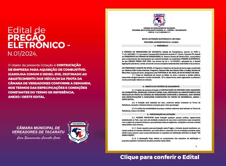 Edital de Pregão Eletrônico - CONTRATAÇÃO DE EMPRESA PARA AQUISIÇÃO DE COMBUSTÍVEL (GASOLINA COMUM E DIESEL S10)